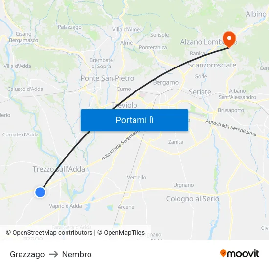Grezzago to Nembro map