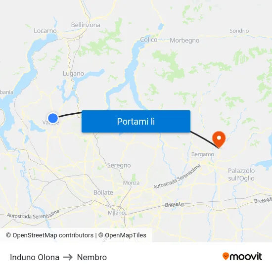 Induno Olona to Nembro map