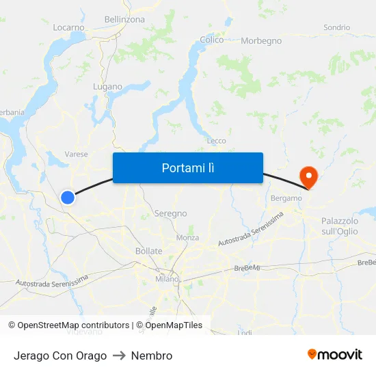 Jerago Con Orago to Nembro map