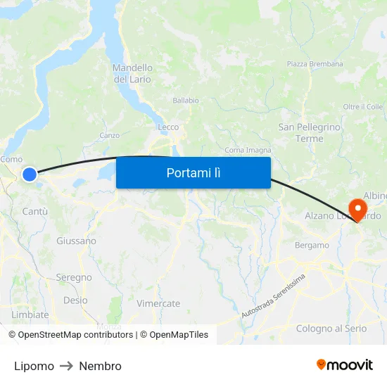 Lipomo to Nembro map