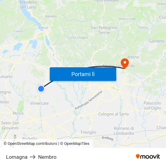 Lomagna to Nembro map