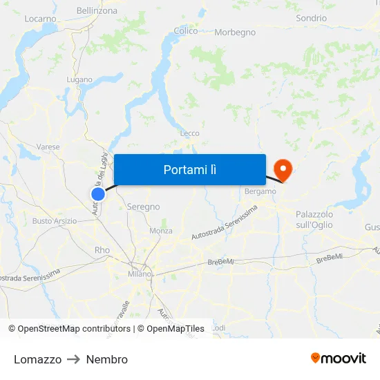 Lomazzo to Nembro map