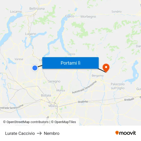 Lurate Caccivio to Nembro map