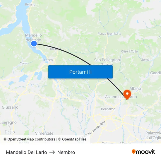 Mandello Del Lario to Nembro map