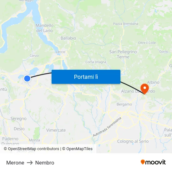 Merone to Nembro map