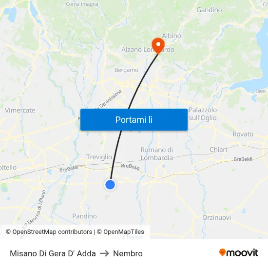 Misano Di Gera D' Adda to Nembro map