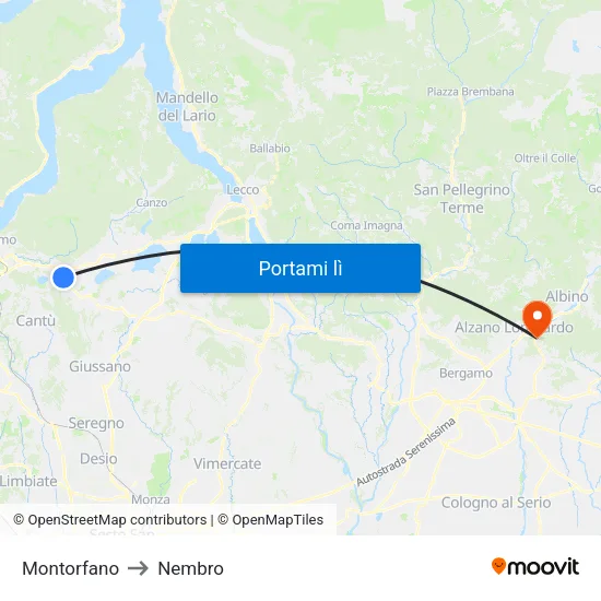 Montorfano to Nembro map
