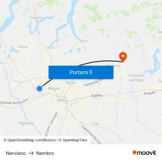Nerviano to Nembro map