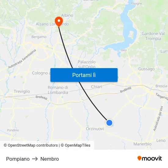 Pompiano to Nembro map