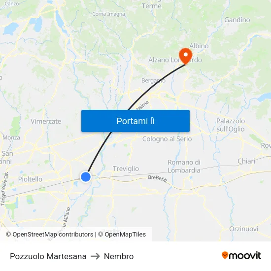 Pozzuolo Martesana to Nembro map