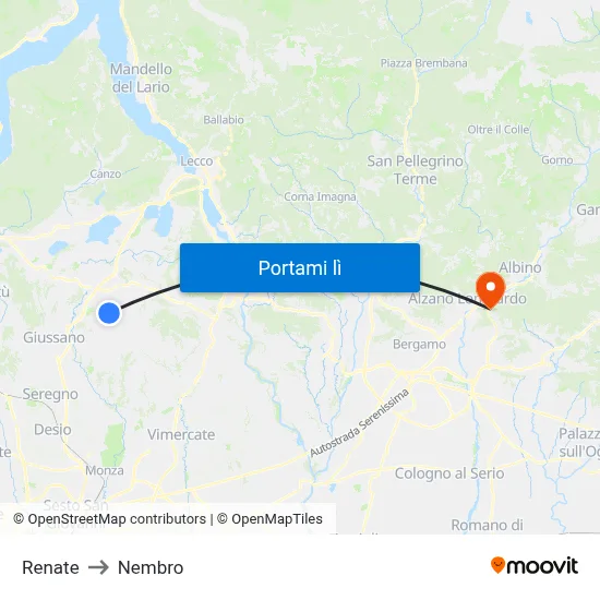 Renate to Nembro map