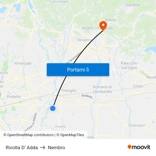 Rivolta D' Adda to Nembro map