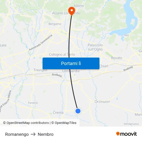 Romanengo to Nembro map