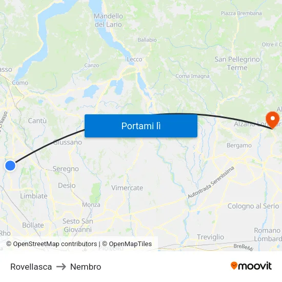 Rovellasca to Nembro map