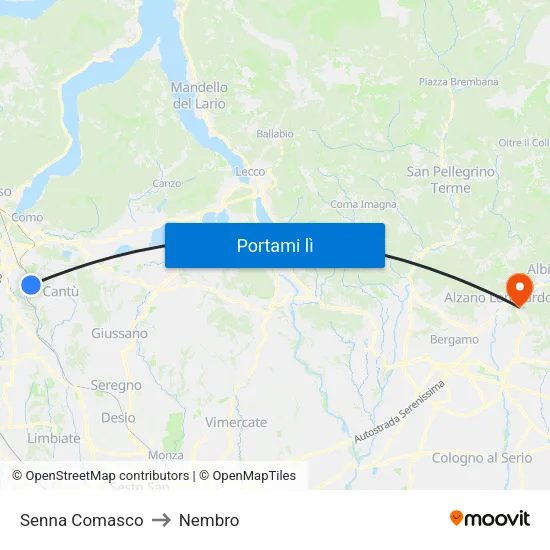 Senna Comasco to Nembro map