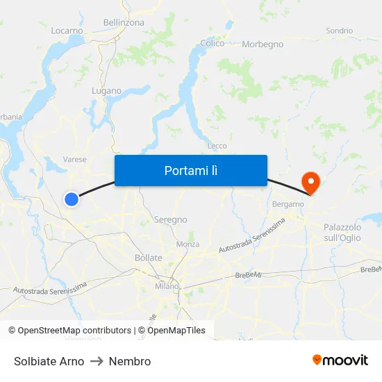 Solbiate Arno to Nembro map