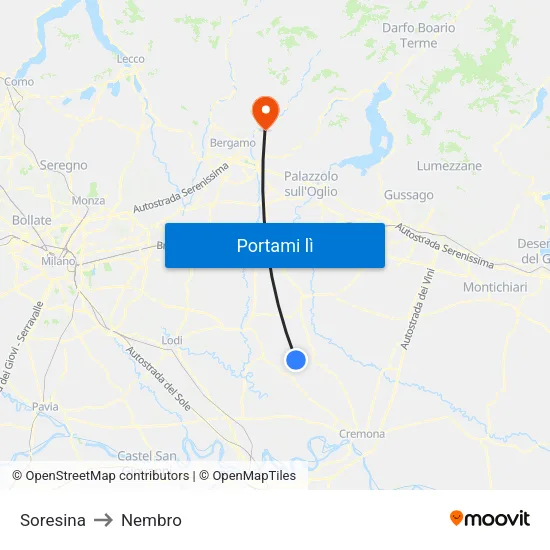 Soresina to Nembro map