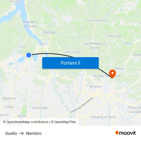 Suello to Nembro map