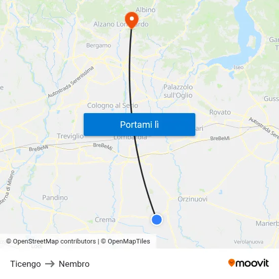 Ticengo to Nembro map