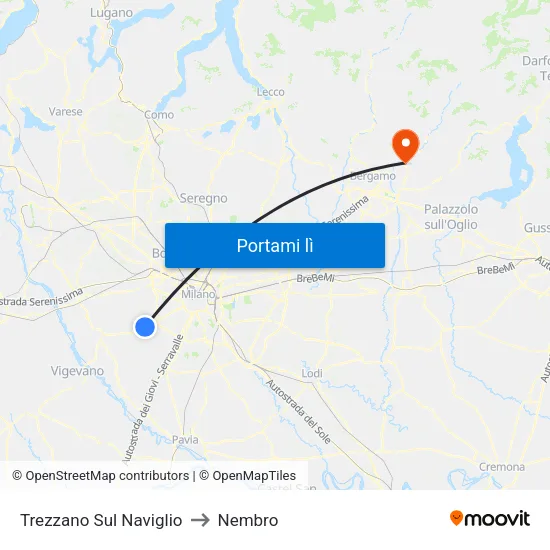 Trezzano Sul Naviglio to Nembro map
