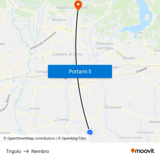 Trigolo to Nembro map