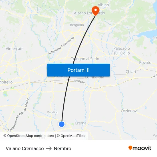 Vaiano Cremasco to Nembro map