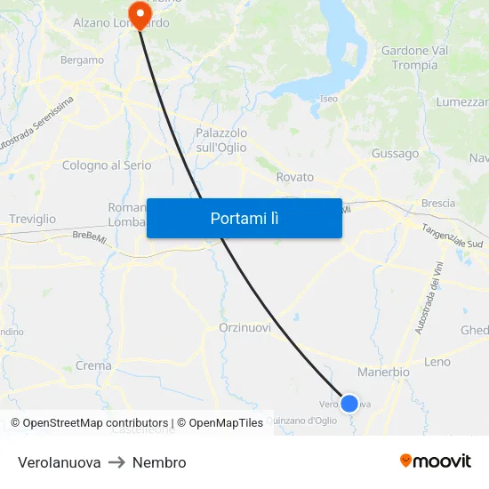 Verolanuova to Nembro map