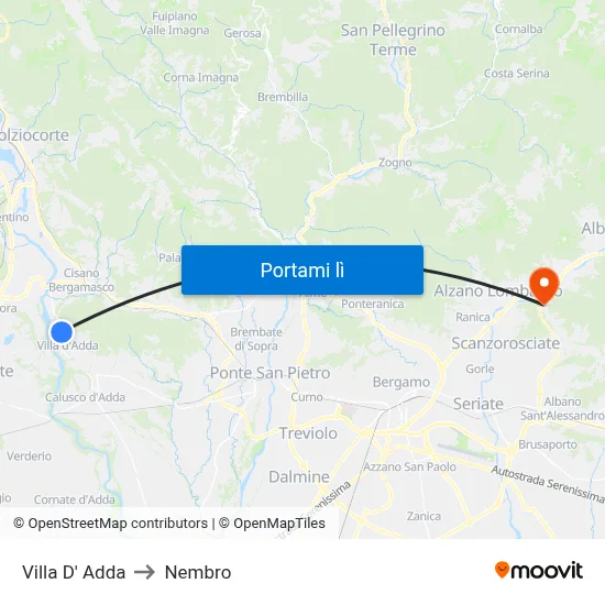 Villa D' Adda to Nembro map