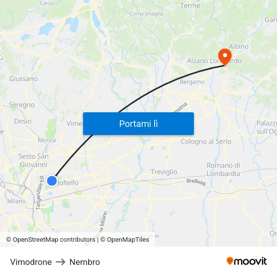 Vimodrone to Nembro map