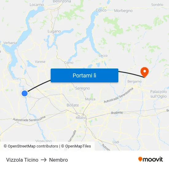 Vizzola Ticino to Nembro map