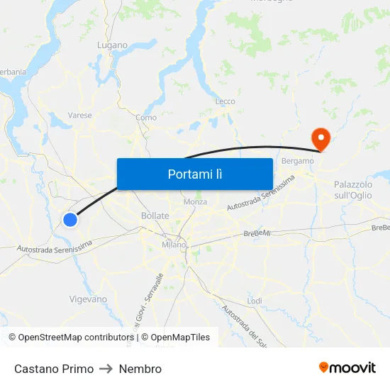 Castano Primo to Nembro map