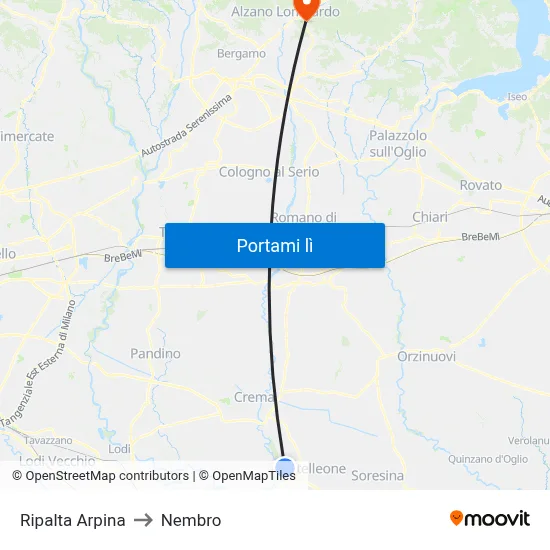 Ripalta Arpina to Nembro map