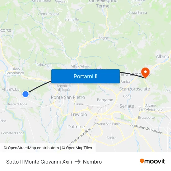 Sotto Il Monte Giovanni Xxiii to Nembro map