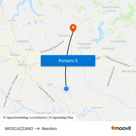 MOSCAZZANO to Nembro map