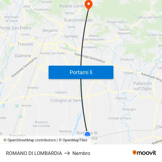 ROMANO DI LOMBARDIA to Nembro map