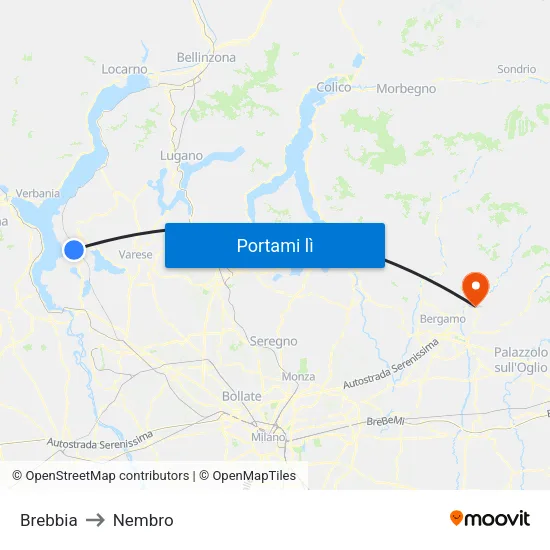 Brebbia to Nembro map