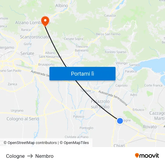 Cologne to Nembro map