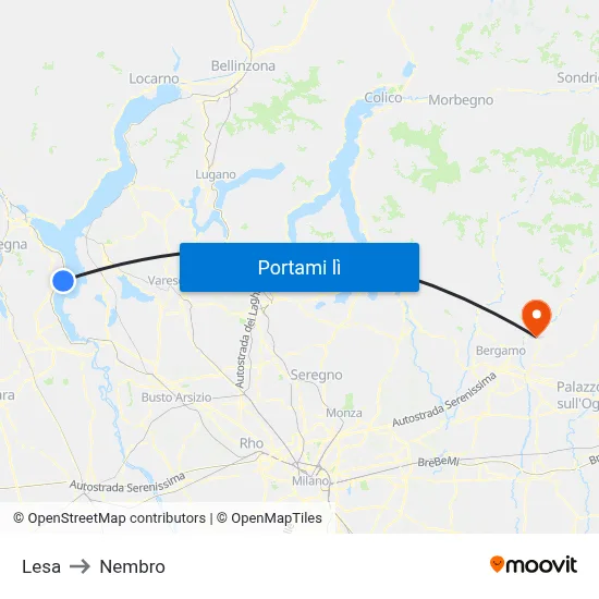 Lesa to Nembro map