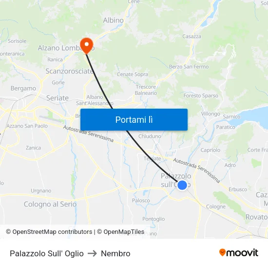 Palazzolo Sull' Oglio to Nembro map