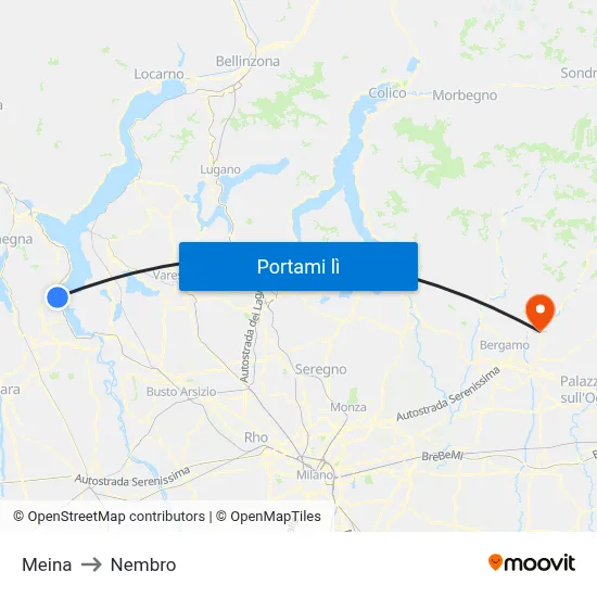 Meina to Nembro map