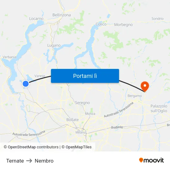 Ternate to Nembro map