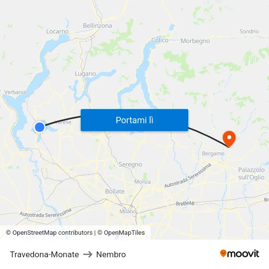 Travedona-Monate to Nembro map