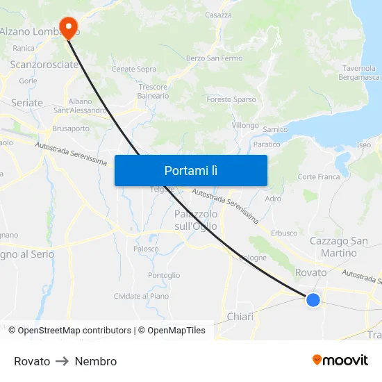 Rovato to Nembro map