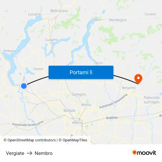 Vergiate to Nembro map