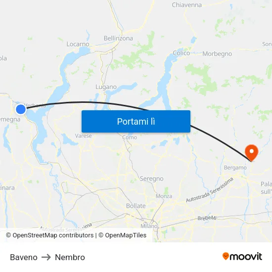 Baveno to Nembro map
