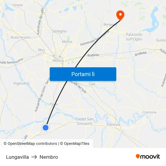 Lungavilla to Nembro map