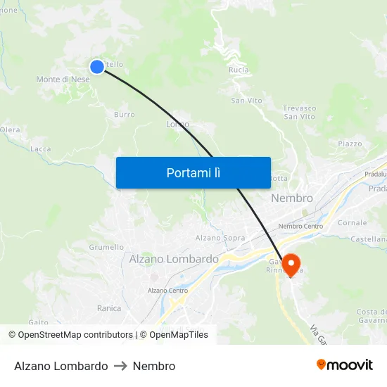 Alzano Lombardo to Nembro map