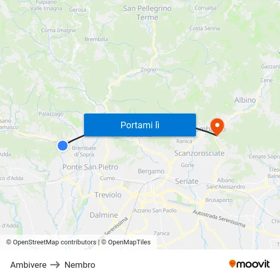 Ambivere to Nembro map