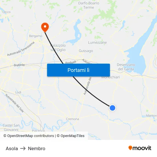 Asola to Nembro map