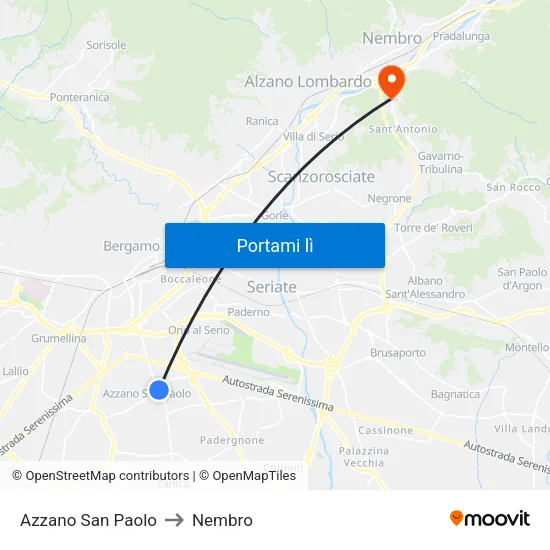 Azzano San Paolo to Nembro map